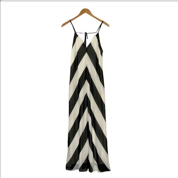 NWT Christopher John Rogers X Target Black White Chevron Stripe Slit Maxi Dress - Picture 4 of 8